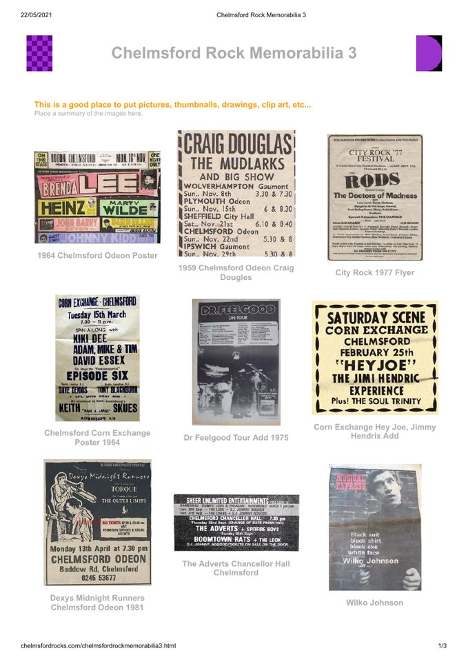 Preview of page one of Chelmsford Rock Memorabilia 3