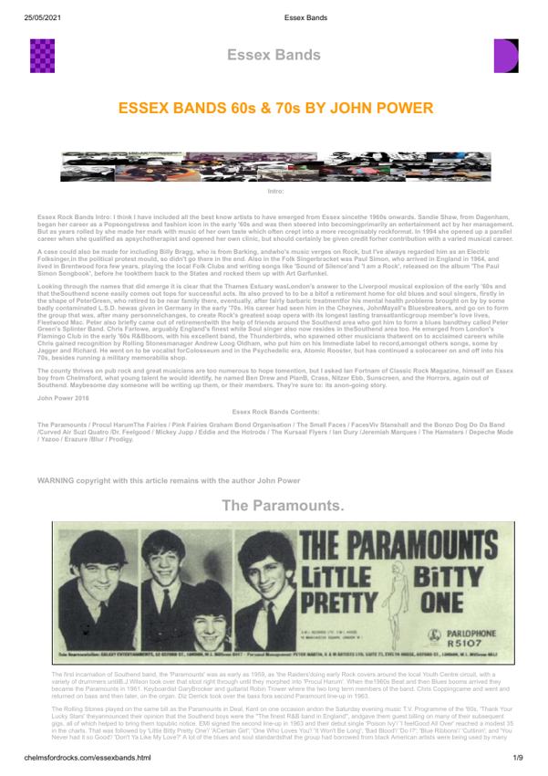 First-page preview of Essex Bands.pdf