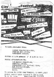 City Rock Festival poster advertising an event at the Stadium, Chelmsford, on 17 September 1977